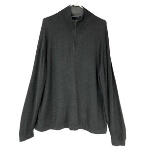 Northern Isles Charcoal Gray Sweater XXL Quarter-Zip Mock Neck Long Sleeve Silk